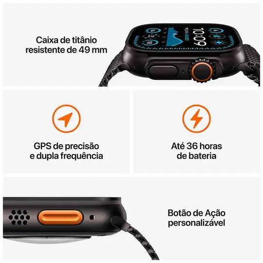 Apple Watch Ultra 2 (GPS + Cellular 49mm) Caixa Preta de Titânio com Pulseira Oceano Preta
